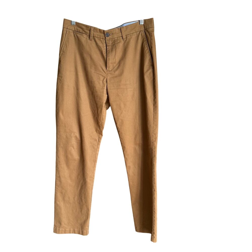 Tommy Hilfiger Brown Straight Leg Chino Khaki Pants 33x32 Office Casual Stretch
